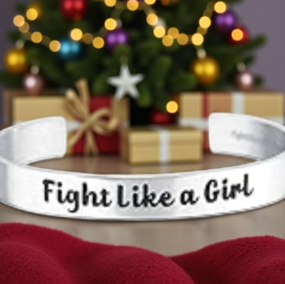 Jewelry - Fight Like A Girl Silver Inspirational Thick Cuff Bracelet
